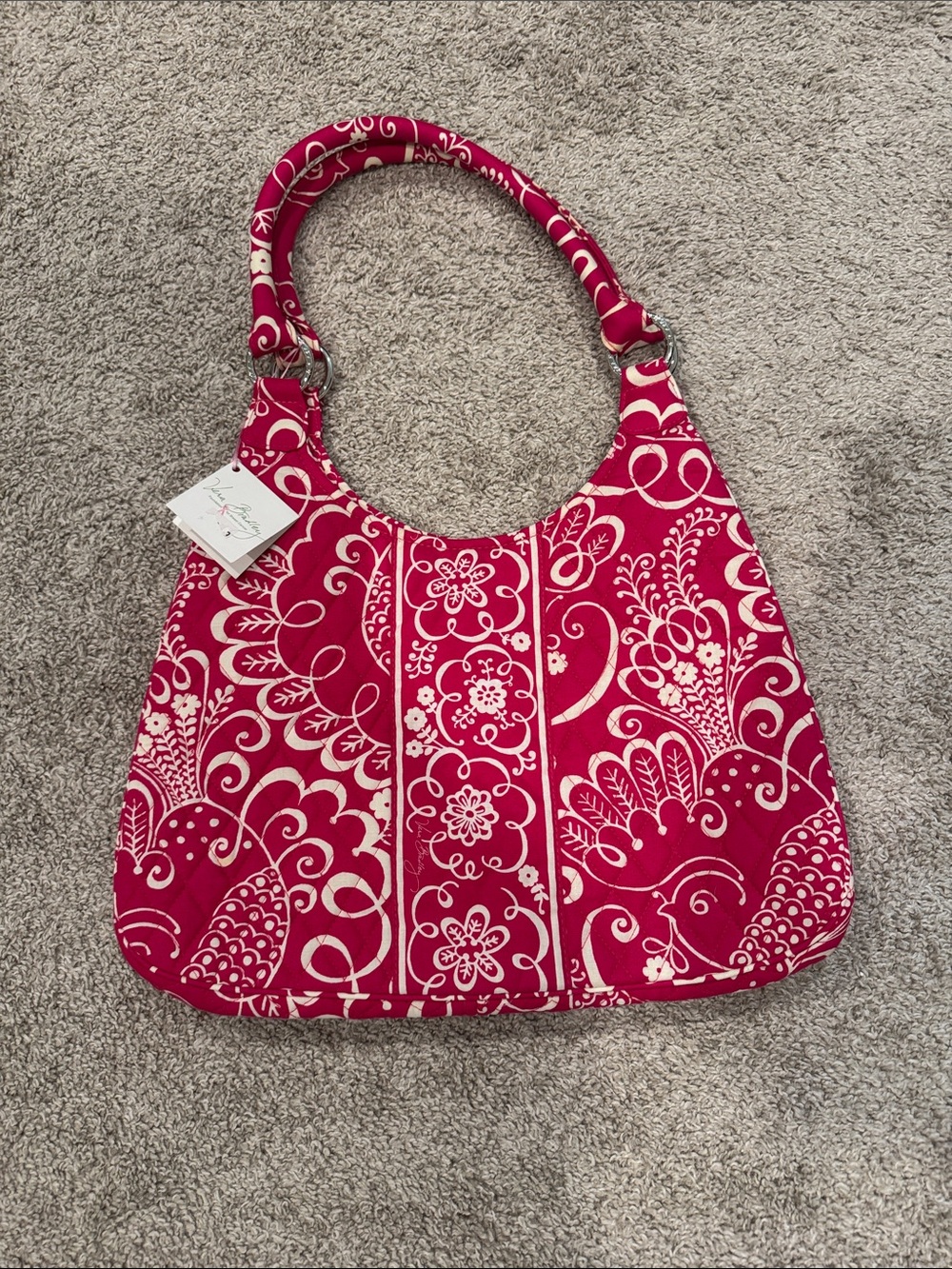 NWT Retired Vera Bradley Pink and Cream Quilted Paisley Shoulder Bag